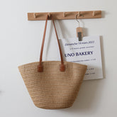 Sac à bandoulière en paille simple Sac à bandoulière en paille de grande capacité Sac fourre-tout Sac de plage pour vacances en bord de mer